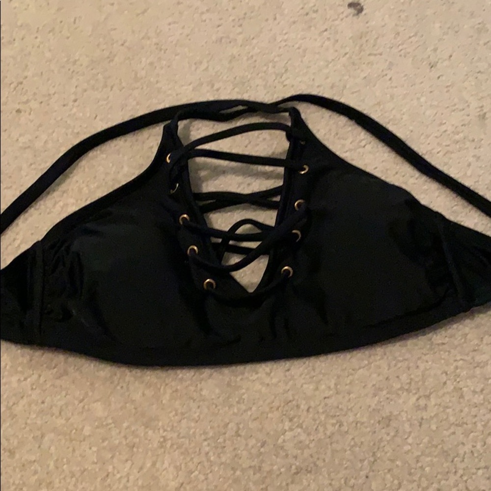 Black haltered bikini top